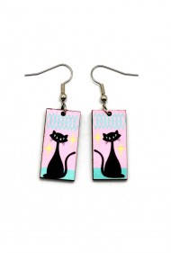 Cat on Pink Earrings